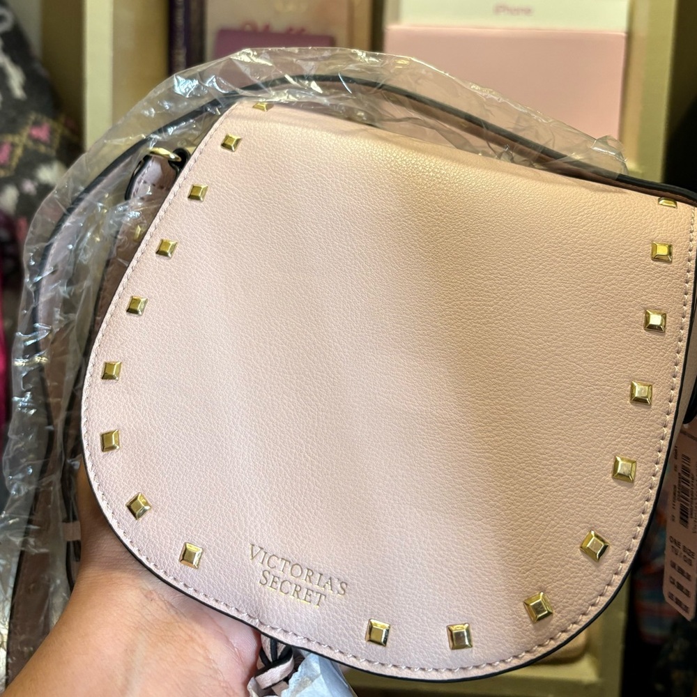 Victoria's Secret Blush Crossbody Bag with Gold Studs